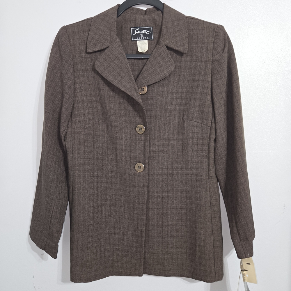 M#42 Sweet Suit Petite Brown Women's Blazer Size 6P‎ NWT